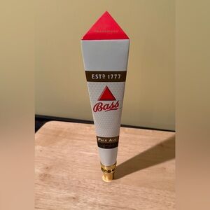 Bass Red and White Beer Tap Handle